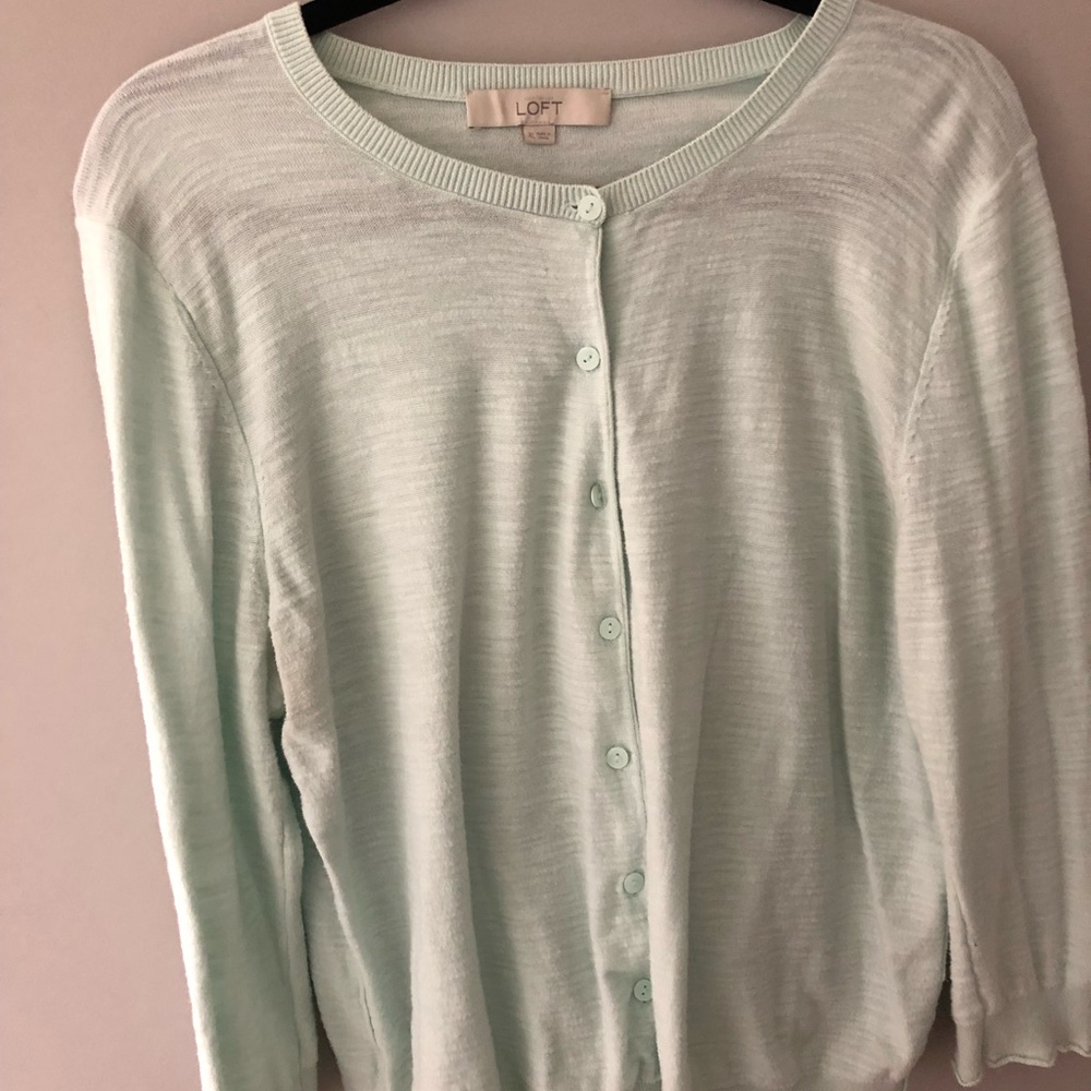 Ann Taylor LOFT Cardigan - Mint Green (XL)